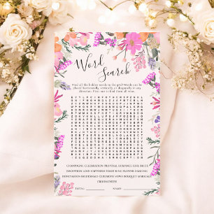 Lámina Juego de ducha de novia floral Boho de Word Search