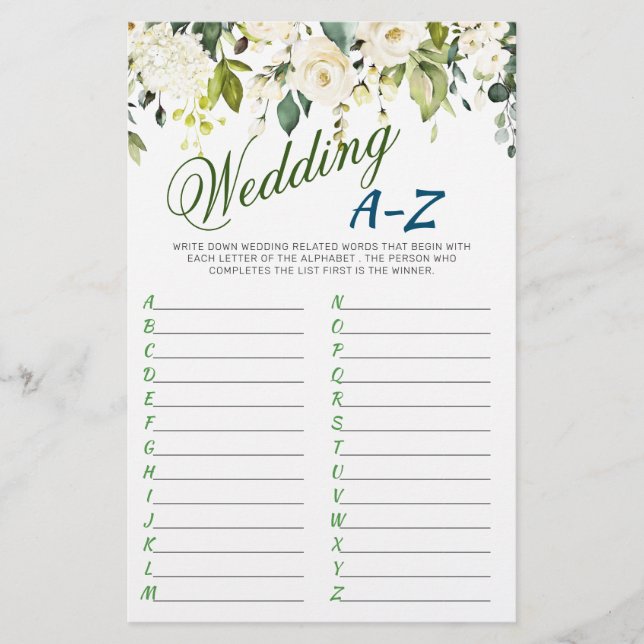 Lámina Juego de ducha de novia floral de rosas blancas de (Anverso)