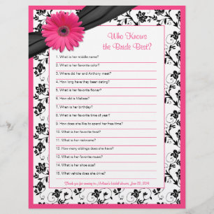 Lámina Juego de ducha de novia floral rosa Gerber Daisy n