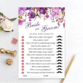 Lámina Juego de ducha de novia floral violeta púrpura