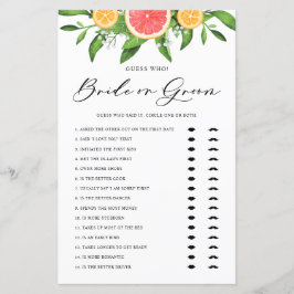 Lámina Juego de ducha de novia Grapefruit o Groom Brige