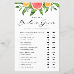 Lámina Juego de ducha de novia Grapefruit o Groom Brige