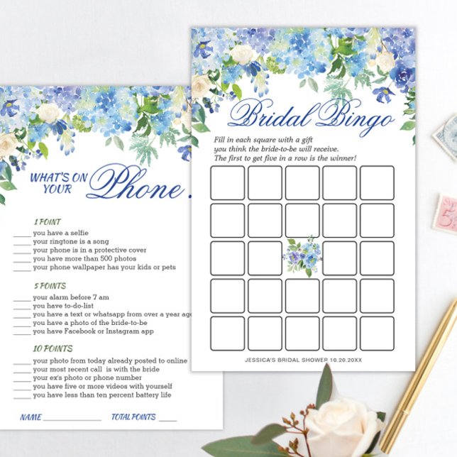 Lámina Juego de ducha de novia Hydrangea azul DOBLE LADO (Subido por el creador)