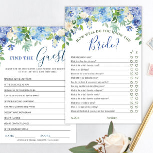 Lámina Juego de ducha de novia Hydrangea azul DOBLE LADO