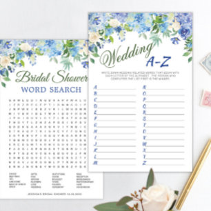 Lámina Juego de ducha de novia Hydrangea azul DOBLE LADO