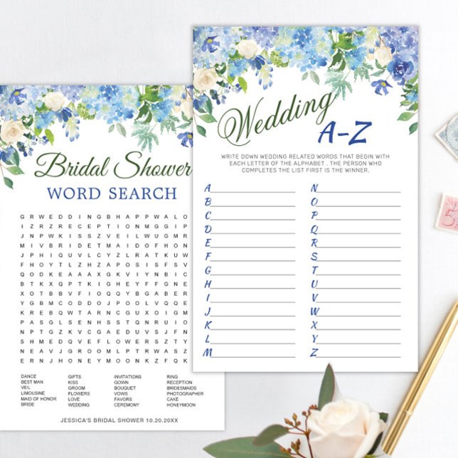 Lámina Juego de ducha de novia Hydrangea azul DOBLE LADO (Subido por el creador)