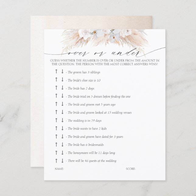 Lámina Juego de ducha de novia más o menos (Anverso / Reverso)