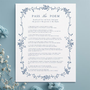 Lámina Juego de ducha de novia "Pass the Poem", azul vict
