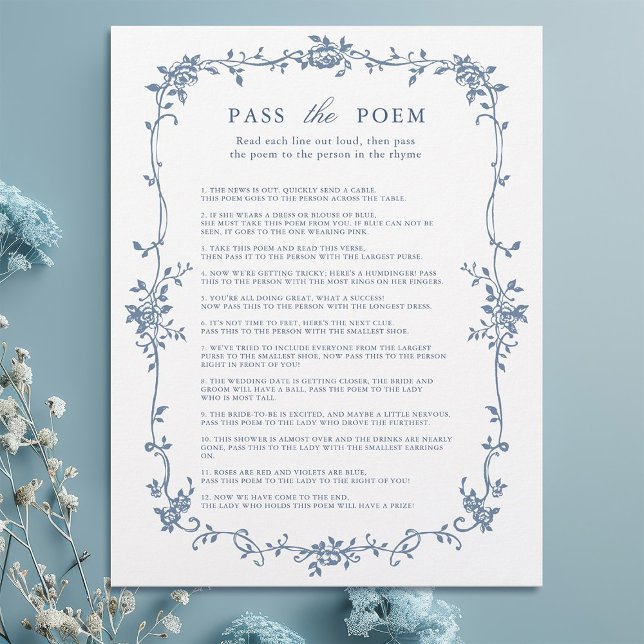 Lámina Juego de ducha de novia "Pass the Poem", azul vict (Subido por el creador)