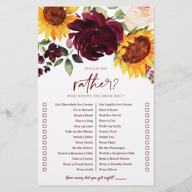 Lámina Juego de ducha de novia que conoce a las novias gi (Anverso)