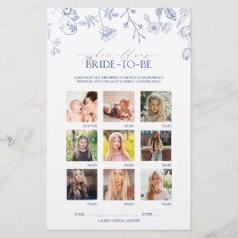 Lámina Juego de ducha de novia victoriana azul y blanca