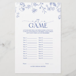 Lámina Juego de ducha de novia victoriana azul y blanca