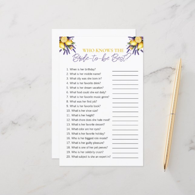 Lámina Juego de ducha de novia "Who Knout The Bride" (Anverso/Reverso In Situ)