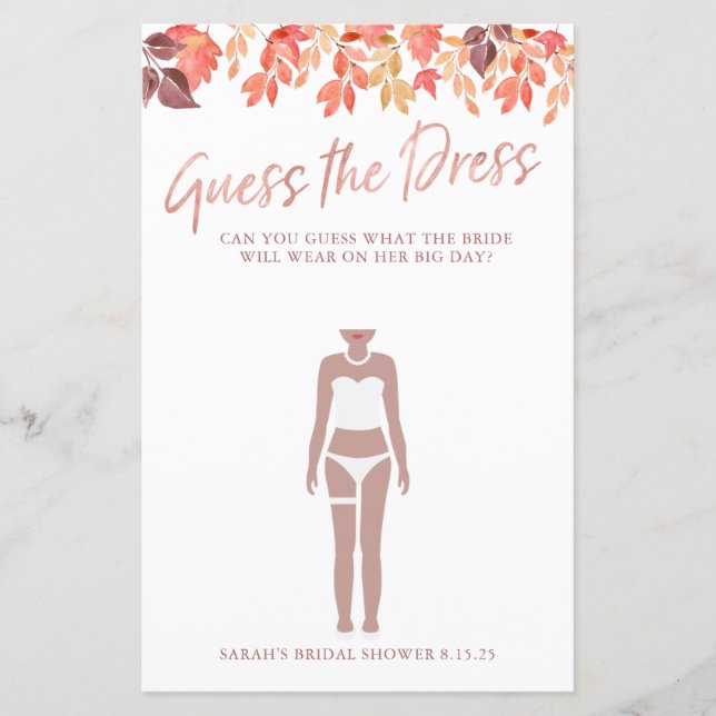 Lámina Juego De Ducha De Novias Adivinan Que El Vestido S (Anverso)