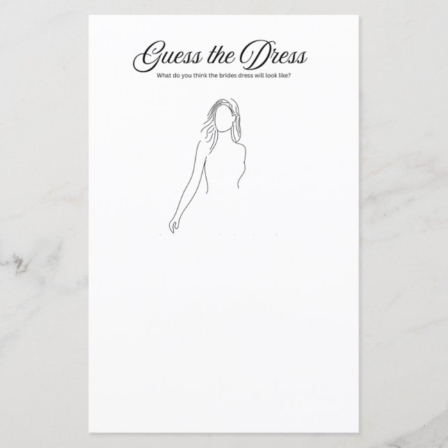 Lámina Juego de ducha de novias: Adivinen el vestido (Anverso)
