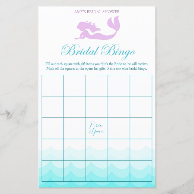 Lámina Juego de ducha de novias con sirena - Bingo de nov (Anverso)