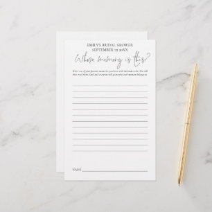 Lámina Juego de ducha de novias cuya memoria negro texto