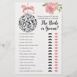Lámina Juego De Ducha De Novias Dijo Que Dijo Disco Ball