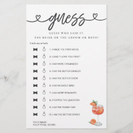 Lámina Juego De Ducha De Novias Dijo Que Dijo Que Adivina