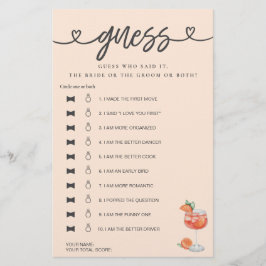 Lámina Juego De Ducha De Novias Dijo Que Dijo Que Adivina