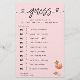 Lámina Juego De Ducha De Novias Dijo Que Dijo Que Adivina