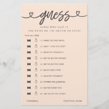 Juego De Ducha De Novias Dijo Que Dijo Que Supongo