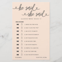 Juego De Ducha De Novias Dijo Que Dijo Que Supongo