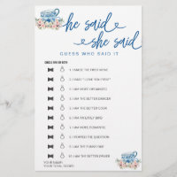 Juego De Ducha De Novias Dijo Que Dijo Que Supongo
