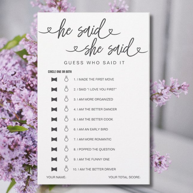 Lámina Juego De Ducha De Novias Dijo Que Dijo Que Supongo (Subido por el creador)