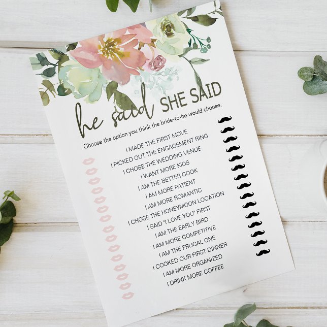 Lámina Juego De Ducha De Novias Dijo Que Dijo Rosas De La (Subido por el creador)