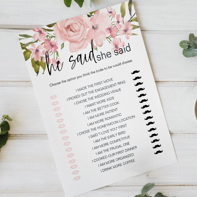 Lámina Juego De Ducha De Novias Dijo Que Dijo Rosas Rosa (Subido por el creador)