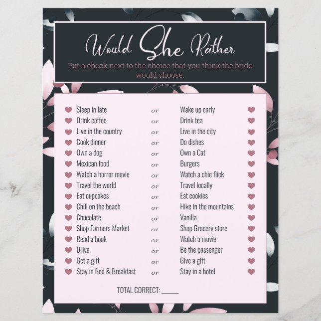 Lámina Juego De Ducha De Novias Prefiere La Marina Rosa (Anverso)