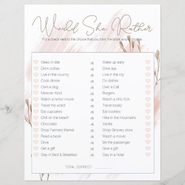 Lámina Juego De Ducha De Novias Sería Más Bien Un Boho Mo (Anverso)