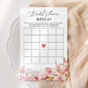 Lámina Juego de ducha de té floral rosa Rubor Bingo de no