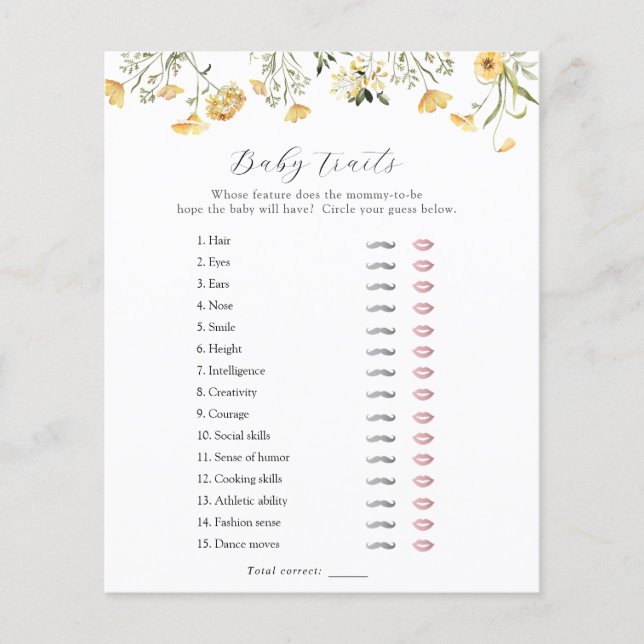 Lámina Juego de ducha Delicado Yellow Wildflower Baby Tra (Anverso)