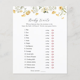 Lámina Juego de ducha Delicado Yellow Wildflower Baby Tra