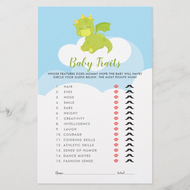 Lámina Juego de ducha Dragon para bebé (Anverso)