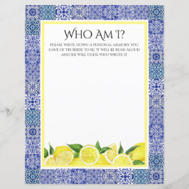 Lámina Juego de ducha Grecian Blue and Lemon "¿Quién soy?