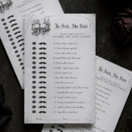 Lámina Juego de Ducha Nupcial de Halloween Él Dijo Ella D