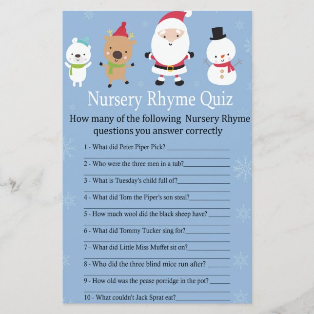 Lámina juego de ducha para bebé de Santa Claus Rhyme Rhym (Anverso)