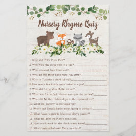 Lámina Juego de ducha Rhyme Floral de animales Woodland