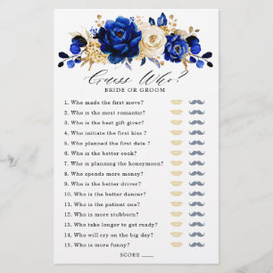 Lámina Juego de ducha Royal Blue Gold para novias Adivina