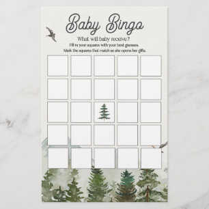 Lámina juego de duchas de bebé bingo de bosque