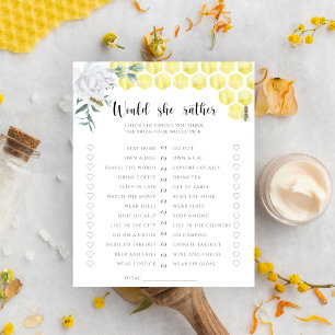 Lámina Juego de duchas nupciales de abeja con preguntas d