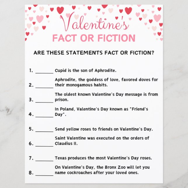 Lámina Juego De el día de San Valentín O Ficción (Anverso)