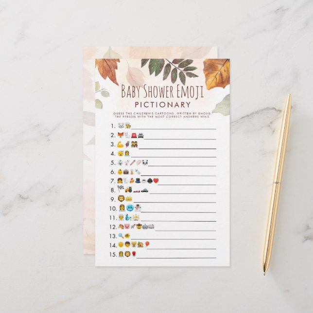 Lámina Juego de Emoji Baby Shower Fall Foliage (Anverso/Reverso In Situ)