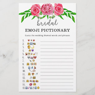Lámina Juego de emoji con flores rosadas con ducha de nov