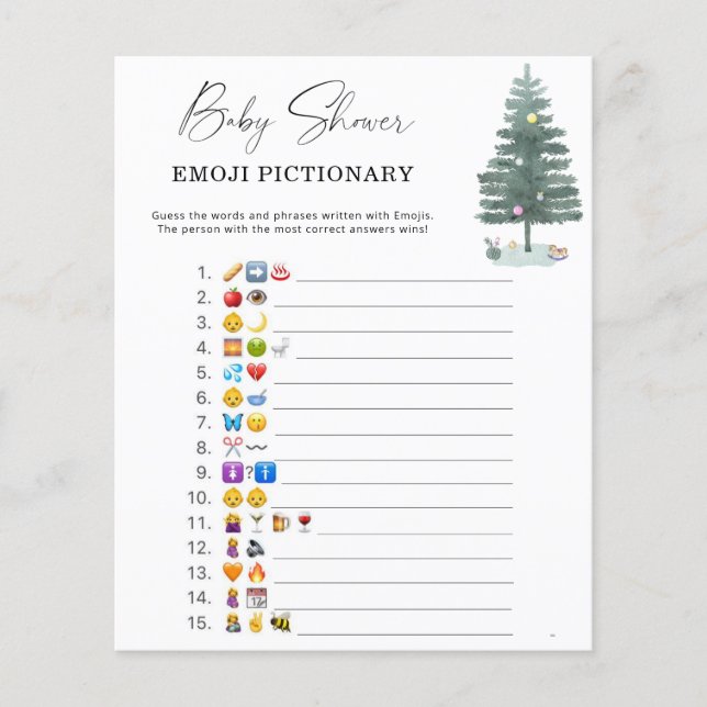Lámina juego de emoji de árbol de Navidad (Anverso)