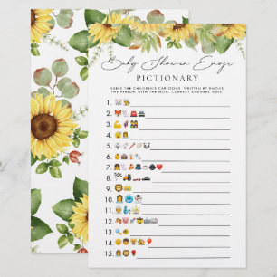 Lámina Juego de Emoji de Baby Shower de girasol verde