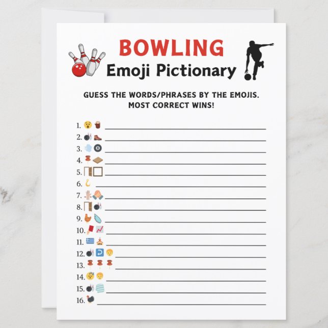 Lámina Juego de Emoji de boliche (Anverso)